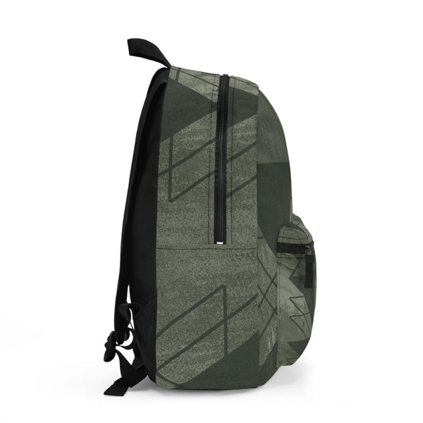 Backpack - Large Water-resistant Bag, Olive Green Triangular