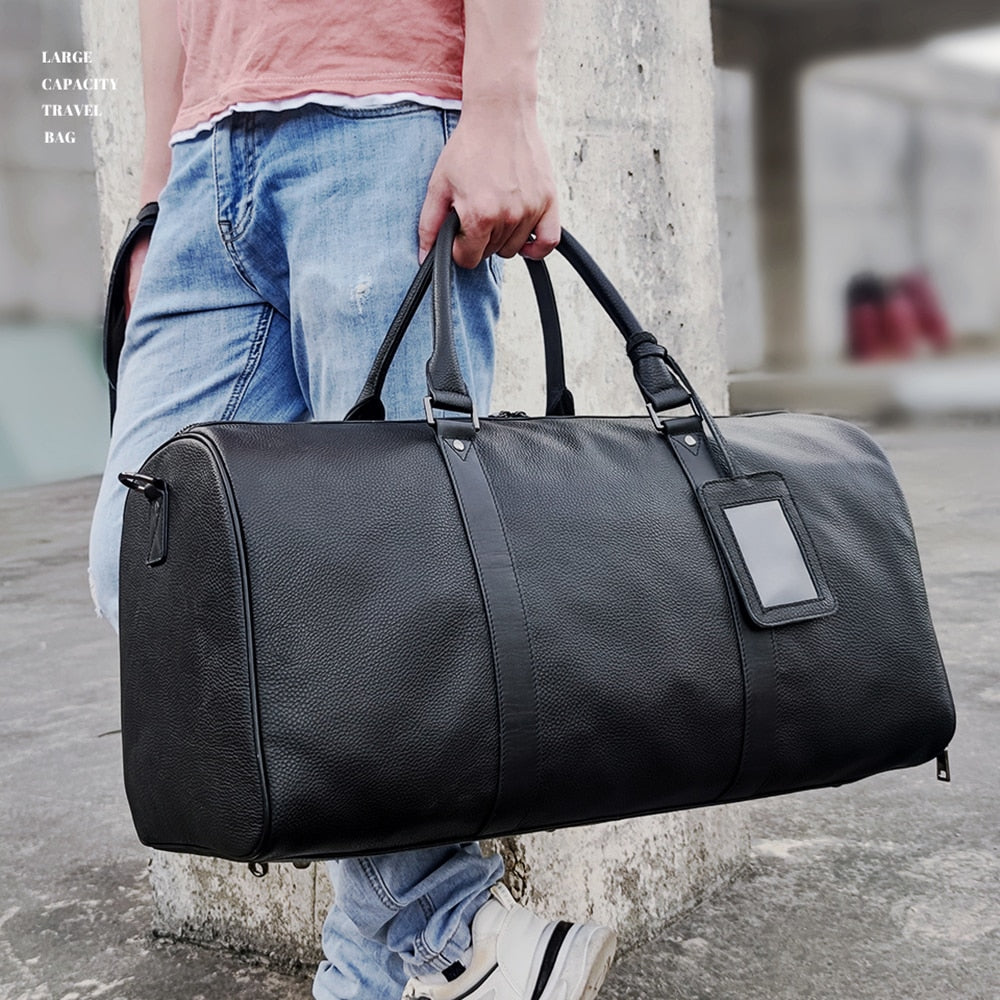 WESTAL100% Genuine Leather Men Women Travel Bag Real Leather Carry-on Hand Luggage Bags Travel Shoulder Bag Big Totes Bags Male