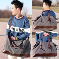 2022 Canvas Leather Men Travel Bags Carry on Luggage Men Duffel Bags Travel Tote Large Weekend Overnight Male Handbag