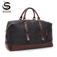 2022 Canvas Leather Men Travel Bags Carry on Luggage Men Duffel Bags Travel Tote Large Weekend Overnight Male Handbag