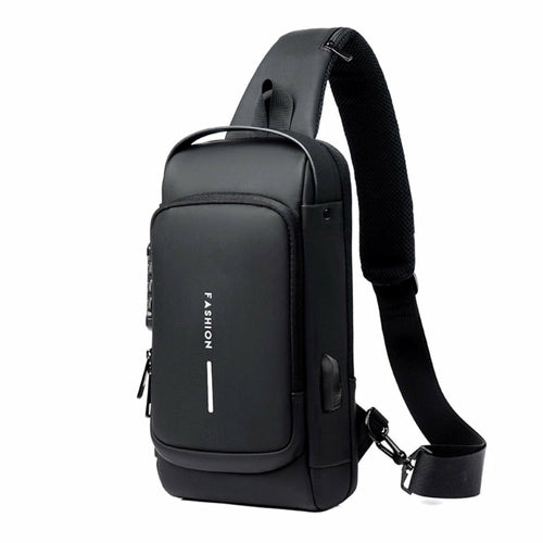 "Secure Style: Cross Body Anti-Theft Shoulder Bag with Lock, Reflective Strip, and USB Charging Slot"