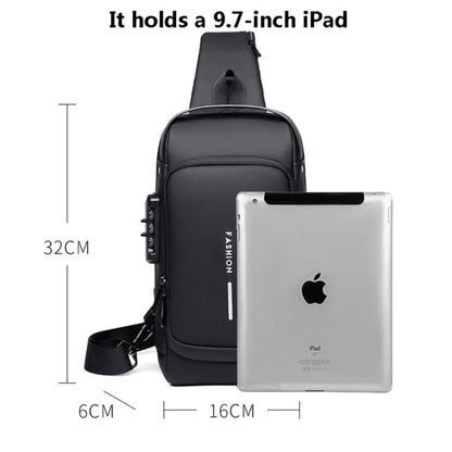 "Secure Style: Cross Body Anti-Theft Shoulder Bag with Lock, Reflective Strip, and USB Charging Slot"