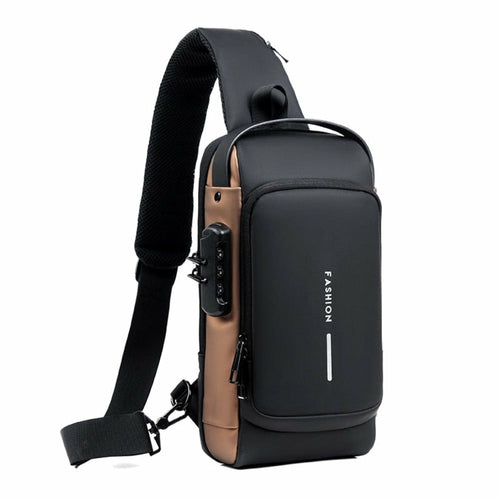 "Secure Style: Cross Body Anti-Theft Shoulder Bag with Lock, Reflective Strip, and USB Charging Slot"