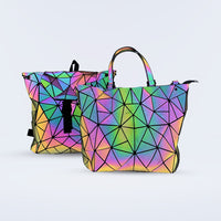 "Luminous Holographic Bundle: Illuminate Your Style with the Perfect Handbag and Backpack Duo!"