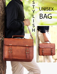 14-Inch Leather Laptop & iPad Messenger Bag with Modern Functionality