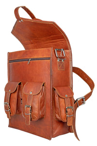 Handmade Brown Leather Laptop Backpack For Unisex,