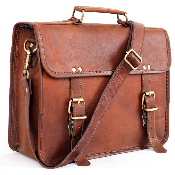 14-Inch Leather Laptop & iPad Messenger Bag with Modern Functionality