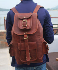 "Discover Timeless Elegance: Brown Leather Travel Rucksack Backpack for Men and Women - Versatile, Durable, and Stylish!"