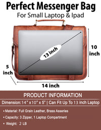 14-Inch Leather Laptop & iPad Messenger Bag with Modern Functionality