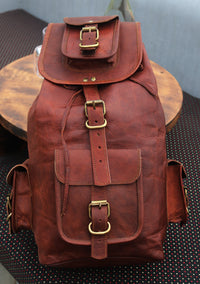 "Discover Timeless Elegance: Brown Leather Travel Rucksack Backpack for Men and Women - Versatile, Durable, and Stylish!"