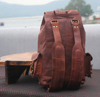 "Discover Timeless Elegance: Brown Leather Travel Rucksack Backpack for Men and Women - Versatile, Durable, and Stylish!"