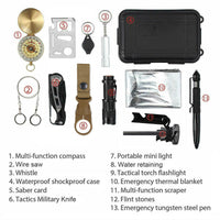 Ultimate Outdoor Emergency Survival Gear Kit - 14 in 1 Set