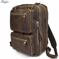 Men Genuine Leather Laptop Backpack 15" PC Crazy Horse Leather Business Bag