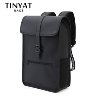 TINYAT Leather Backpack laptop Backpack for 14 15  inch Waterproof Travel Backpack for School Hiking Backpack