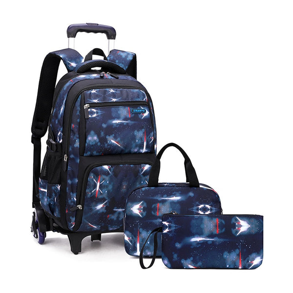 Carry On Kids' Luggage Primary Junior High School Bag Rolling Backpack for Boys Wheeled Bag with Lunch Box Trolley School Bags