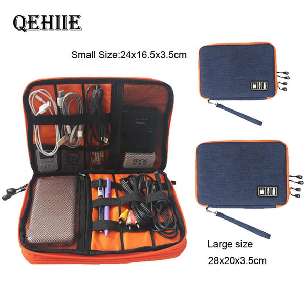 Double Layer Travel USB Cable Storage Bag Gadget Organizer Electronic Digital Kit Pouch Ipad Earphone Charger Wires Storage Bag