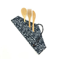 Bamboo Travel Utensils To-Go Reusable Bamboo Cutlery Set with Carrying Case Wood Flatware Travel Set Bamboo Charcoal Toothbrush