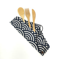 Bamboo Travel Utensils To-Go Reusable Bamboo Cutlery Set with Carrying Case Wood Flatware Travel Set Bamboo Charcoal Toothbrush