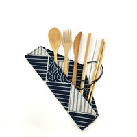 Bamboo Travel Utensils To-Go Reusable Bamboo Cutlery Set with Carrying Case Wood Flatware Travel Set Bamboo Charcoal Toothbrush