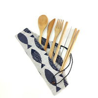 Bamboo Travel Utensils To-Go Reusable Bamboo Cutlery Set with Carrying Case Wood Flatware Travel Set Bamboo Charcoal Toothbrush