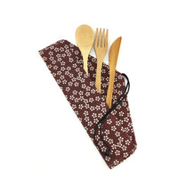 Bamboo Travel Utensils To-Go Reusable Bamboo Cutlery Set with Carrying Case Wood Flatware Travel Set Bamboo Charcoal Toothbrush