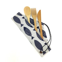 Bamboo Travel Utensils To-Go Reusable Bamboo Cutlery Set with Carrying Case Wood Flatware Travel Set Bamboo Charcoal Toothbrush