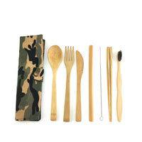 Biodegradable Bamboo Cutlery Set Travel Utensils Wooden Dinnerware Outdoor Portable Flatware Natural Bamboo Tableware Set