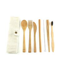 Biodegradable Bamboo Cutlery Set Travel Utensils Wooden Dinnerware Outdoor Portable Flatware Natural Bamboo Tableware Set