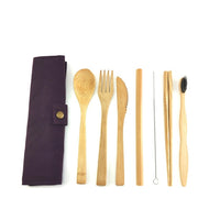 Biodegradable Bamboo Cutlery Set Travel Utensils Wooden Dinnerware Outdoor Portable Flatware Natural Bamboo Tableware Set