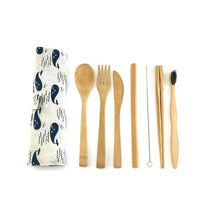 Biodegradable Bamboo Cutlery Set Travel Utensils Wooden Dinnerware Outdoor Portable Flatware Natural Bamboo Tableware Set