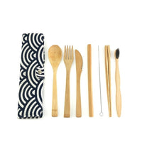 Biodegradable Bamboo Cutlery Set Travel Utensils Wooden Dinnerware Outdoor Portable Flatware Natural Bamboo Tableware Set