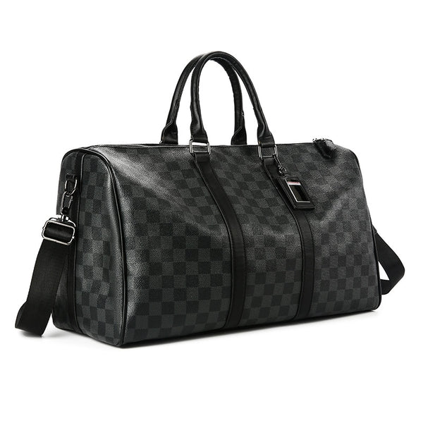 New Plaid Large Leather Travel Bag Men Handbag Crossbody Shoulder Bags Luxury Classic Fashion