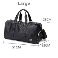 AEQUEEN Black Men Travel Duffle Bags Waterproof PU Leather Handbags Shoulder Bag For Women Man Totes Large Capacity Weekend Bag