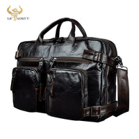 Genuine Leather man design multifunction purpose business briefcase 15" laptop bag Tote Portfolio bag