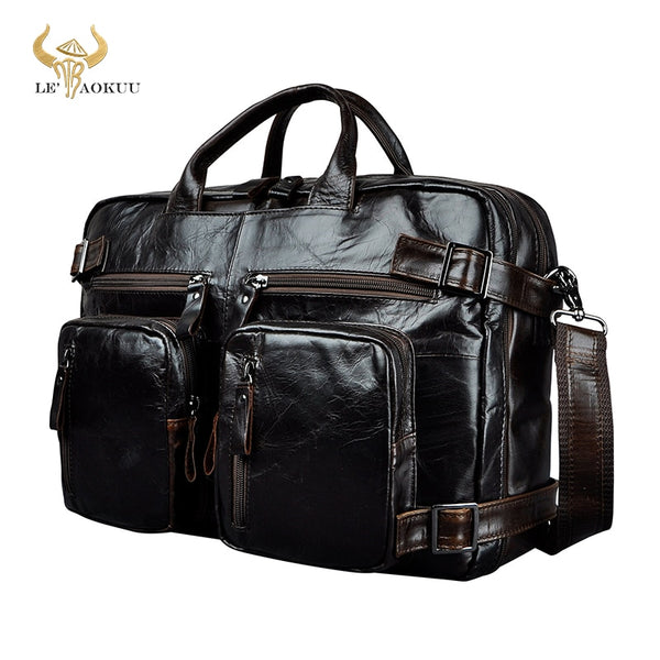 Genuine Leather man design multifunction purpose business briefcase 15