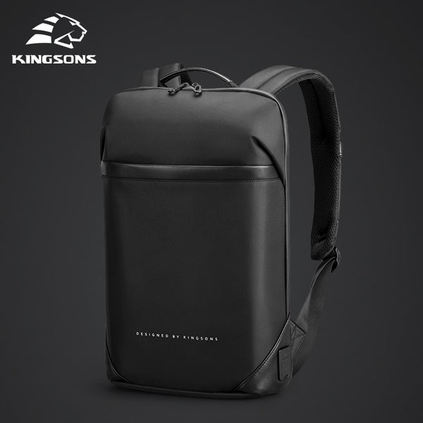 Kingsons Slim Laptop Backpack Men 15.6 inch Office Work Men Backpack Business Bag Unisex Black Ultralight Backpack Thin Mochila