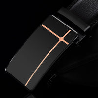 NO.ONEPAUL Brand Fashion Automatic Buckle Black Genuine Leather Belt Men's Belts Cow Leather Belts