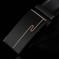 NO.ONEPAUL Brand Fashion Automatic Buckle Black Genuine Leather Belt Men's Belts Cow Leather Belts