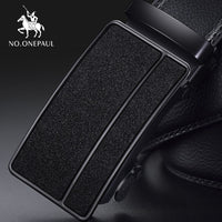 NO.ONEPAUL Brand Fashion Automatic Buckle Black Genuine Leather Belt Men's Belts Cow Leather Belts