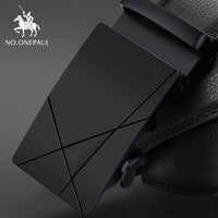 NO.ONEPAUL Brand Fashion Automatic Buckle Black Genuine Leather Belt Men's Belts Cow Leather Belts