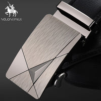 NO.ONEPAUL Brand Fashion Automatic Buckle Black Genuine Leather Belt Men's Belts Cow Leather Belts