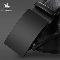 NO.ONEPAUL Brand Fashion Automatic Buckle Black Genuine Leather Belt Men's Belts Cow Leather Belts