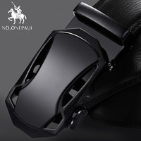 NO.ONEPAUL Brand Fashion Automatic Buckle Black Genuine Leather Belt Men's Belts Cow Leather Belts