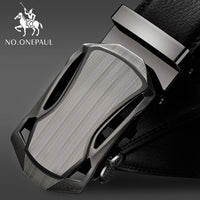 NO.ONEPAUL Brand Fashion Automatic Buckle Black Genuine Leather Belt Men's Belts Cow Leather Belts