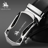 NO.ONEPAUL Brand Fashion Automatic Buckle Black Genuine Leather Belt Men's Belts Cow Leather Belts