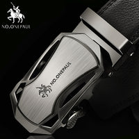 NO.ONEPAUL Brand Fashion Automatic Buckle Black Genuine Leather Belt Men's Belts Cow Leather Belts