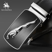 NO.ONEPAUL Brand Fashion Automatic Buckle Black Genuine Leather Belt Men's Belts Cow Leather Belts