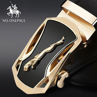 NO.ONEPAUL Brand Fashion Automatic Buckle Black Genuine Leather Belt Men's Belts Cow Leather Belts