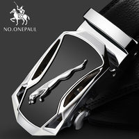 NO.ONEPAUL Brand Fashion Automatic Buckle Black Genuine Leather Belt Men's Belts Cow Leather Belts