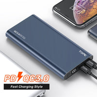 TOPK Power Bank 10000mAh Portable Charger LED External Battery PowerBank PD Two-way Fast Charging PoverBank for iPhone Xiaomi mi